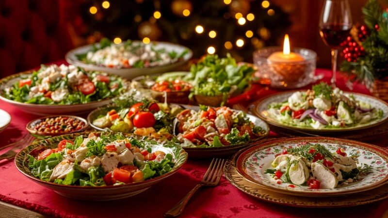 Легкие новогодние салаты, которые готовятся за 15 минут